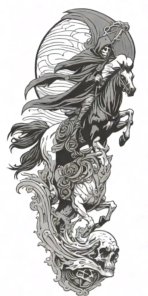 Grim Reaper On A Horse With A Raven