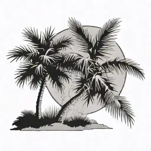 Palmetto Tree With A Crescent Moon