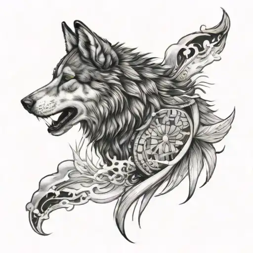 Indian Looking Into The Water And Seeing A Wolf