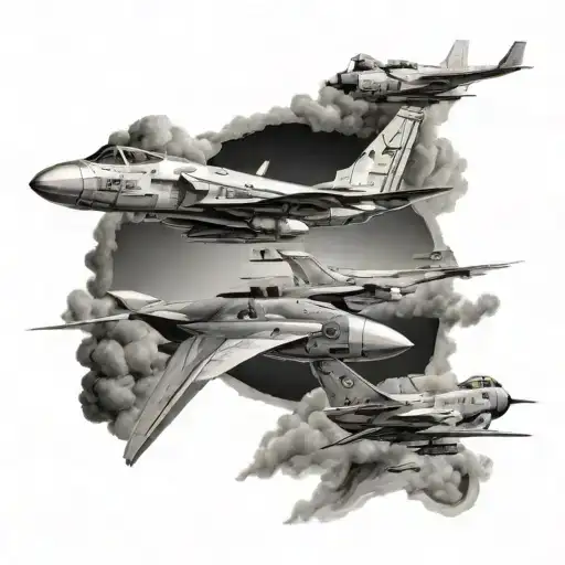 Realism Forearm Desert Scene Tattoo With 3 Jets Flying Over