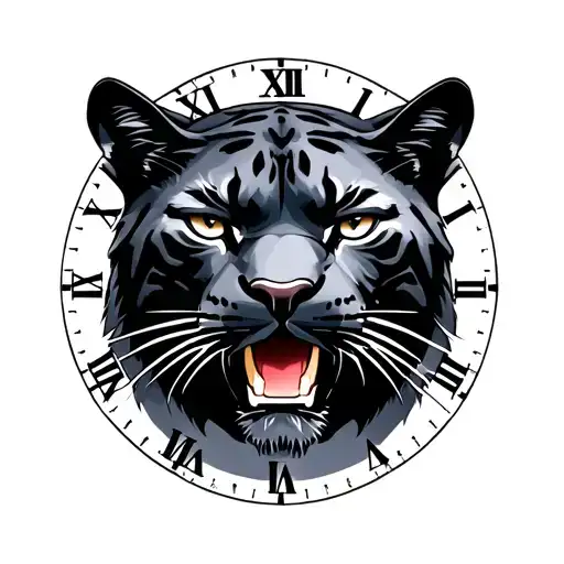 Panthers And Time Clock Face