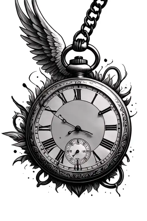 Pocket Watch W One Wing Going Down The Arm