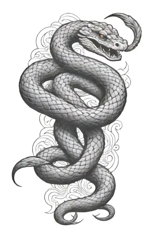 Snake Half Sleeve Japanese Oriental
