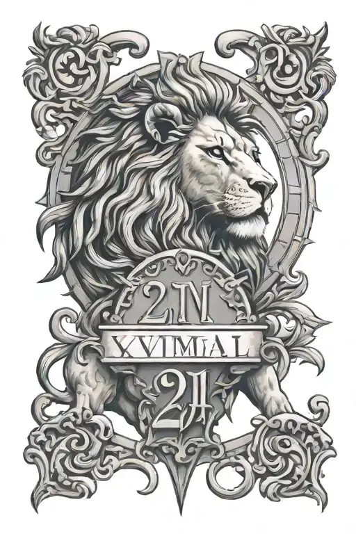 Roman Numerals For 21 With A Lion From The Story Of Daniel