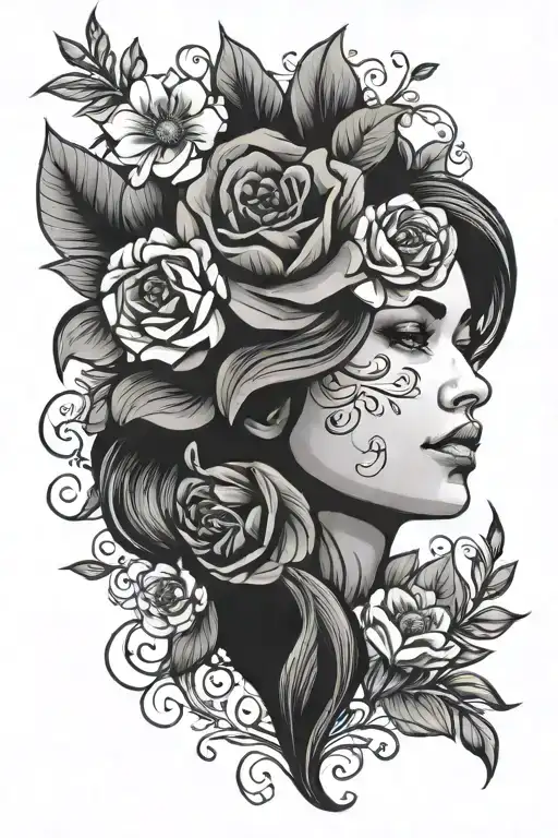 Floral With Lady Head