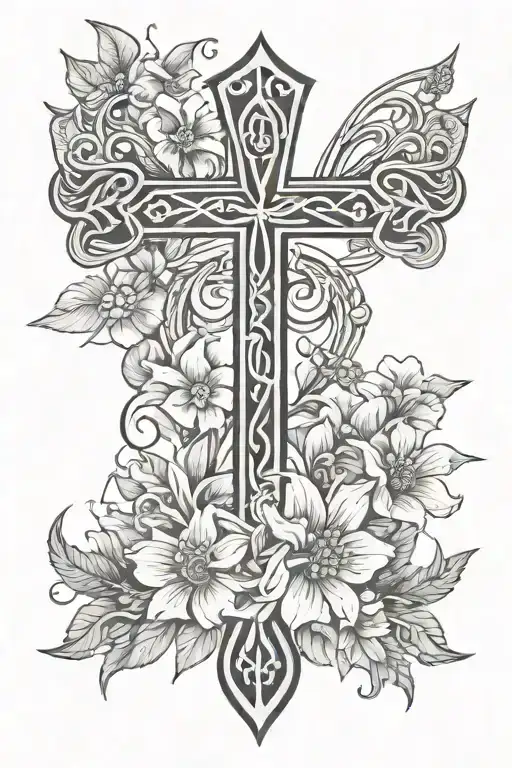 Ankh Symbol And Flowers