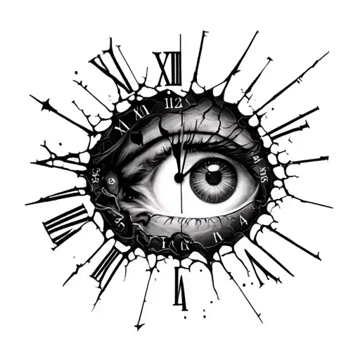 Leo And A Broken Clock With A Centralised Female Eye