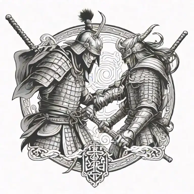 2 Samurai Warriors Facing Each Other