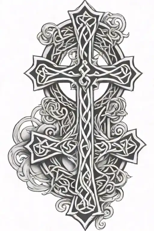 Celtic Cross With Trinity Knot Intertwined