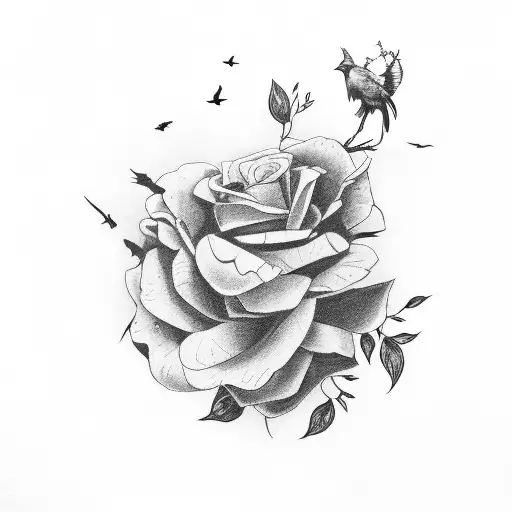 Black Crow With A Red Carnation