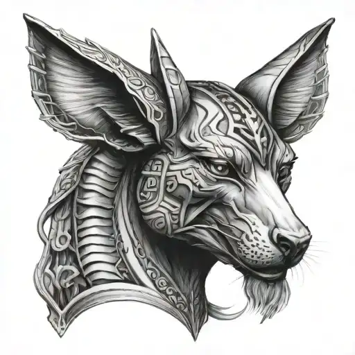 Anubis Body Dark Realism Style Tattoo Design