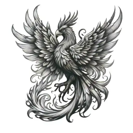 A Phoenix Rising From The Ashes Symbolizing Growth And Overcoming Pain