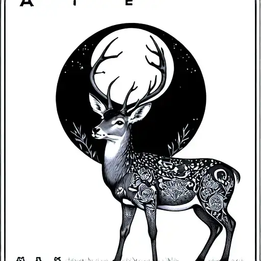 Artemis As The High Preistess Tarot Card Featuring A Deer And Full Moon