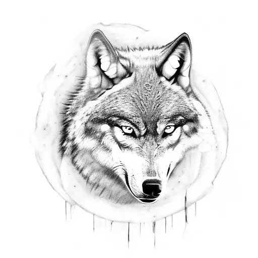 A Wolf Howling At A Full Moon Made Of Theatre Masks