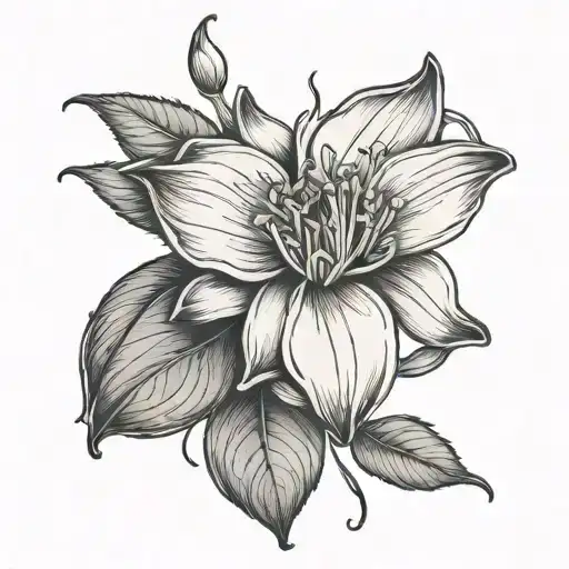 Honeysuckle Flower Simple Fine Line