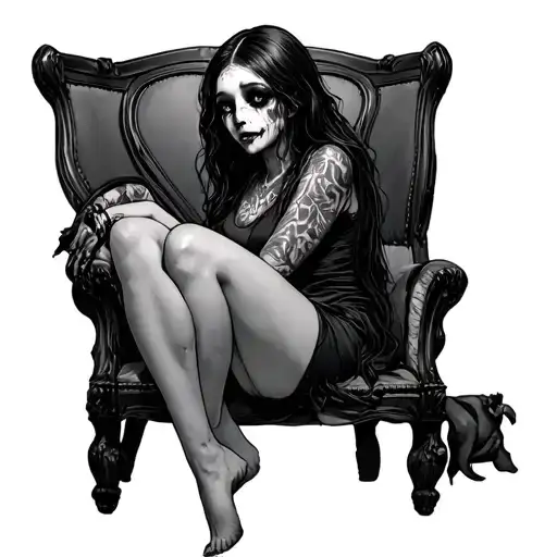 Dark And Scary Girl Sitting