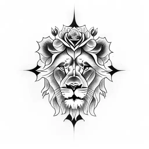 Lion Cross Praying Hands And Rose