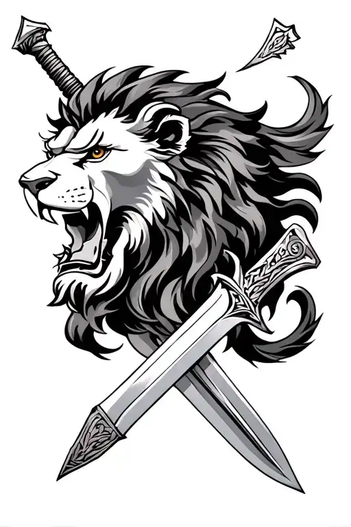 Lion And A Sword With Spartan Elements