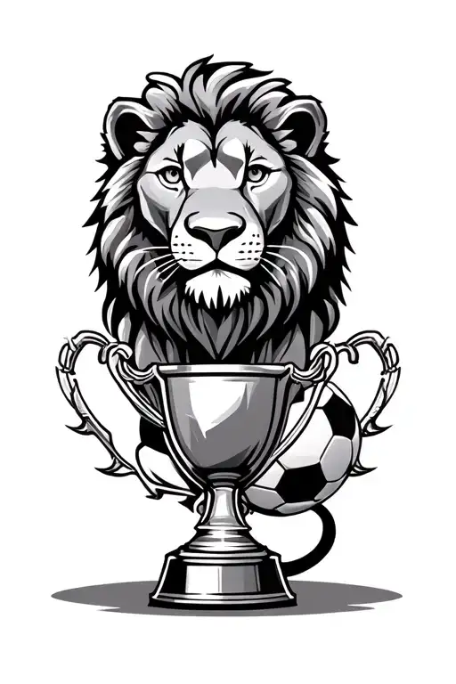 Lion And Soccer And Trophy