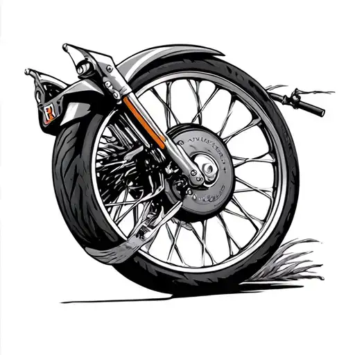 Pine Hinge In An Ercre Motorcycle Wheel Above Harley Davidson And Bad Lande