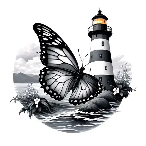 Lighthouse And Butterfly
