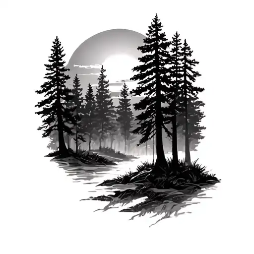 Forest With Brier Patch With Morning Sun