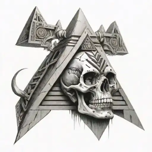 Myan Skull And Pyramid Emerging