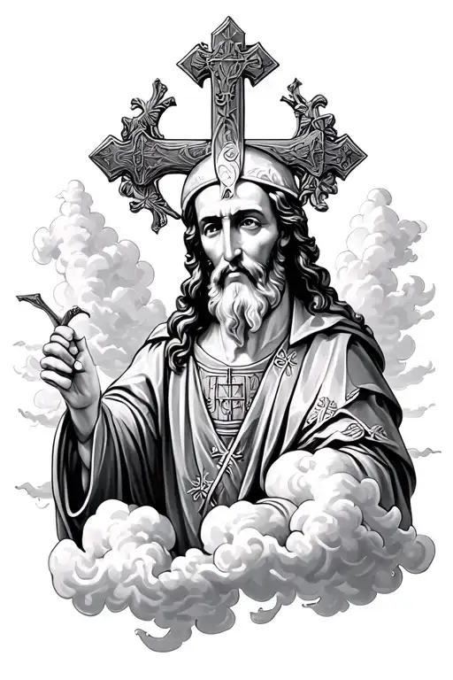 Saint Constantine A Cross And Cloud Background