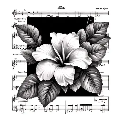 Bed Of Roses Sheet Music With Hibiscus Flower And Frangipani Flower