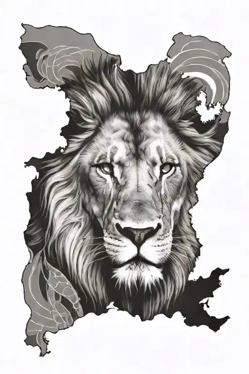 Lion Head In The Shape Of Africa