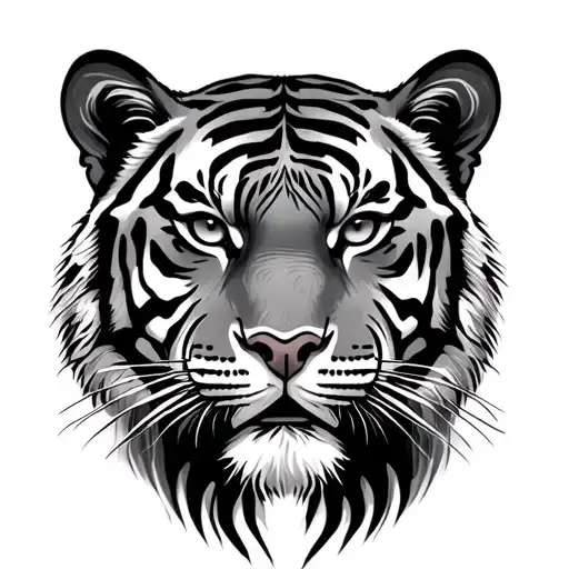 Realism Tiger With Third Eye On Forehead Black And Grey