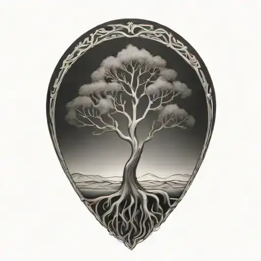 Tree With Dna Strand Roots And Animals In Branches