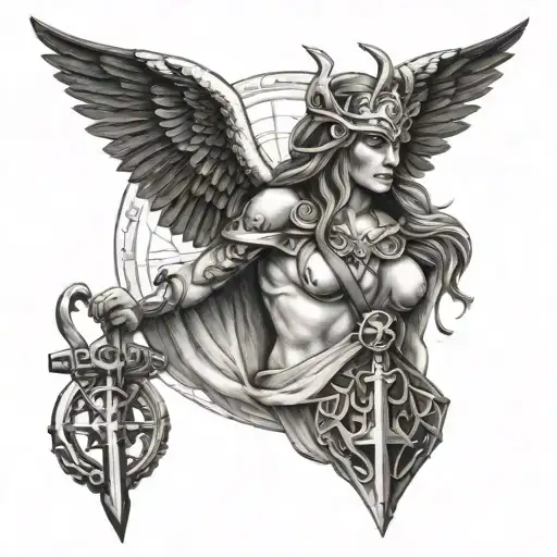 Valkyrie Carrying An Anchor Intertwined