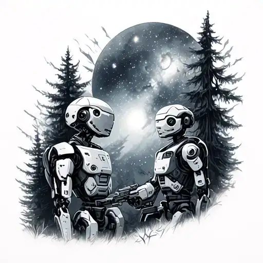 Galaxy And Robots Vs Forest