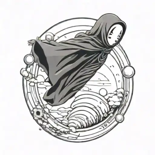No Face From Spirited Away Sitting On Saturn's Ring