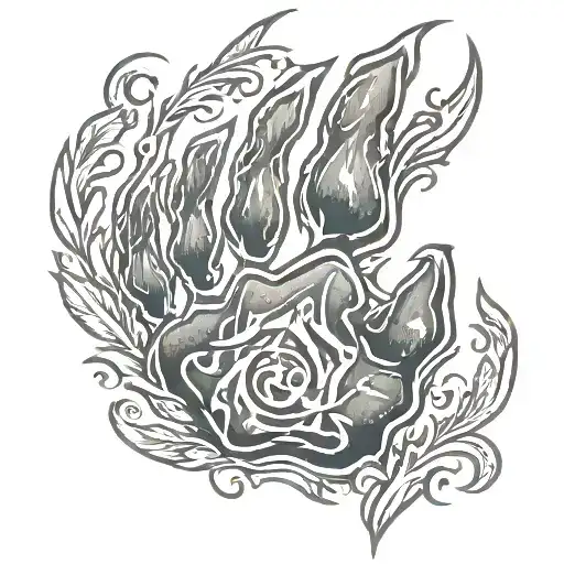 Wolf Paw Print With Greek Symbol For Alpha Inside