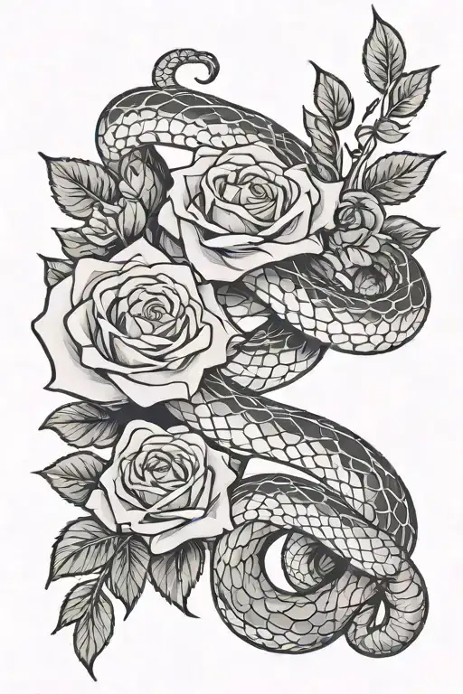 Roman Numerals Snake Roses