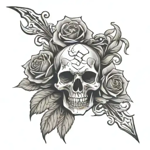 Skull Roses And Satans Cross