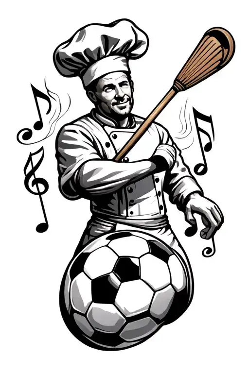 Music Note Intertwined Soccer Chef Cooking