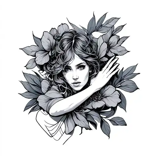 Four Arm Cover Up Simple Line Drawing