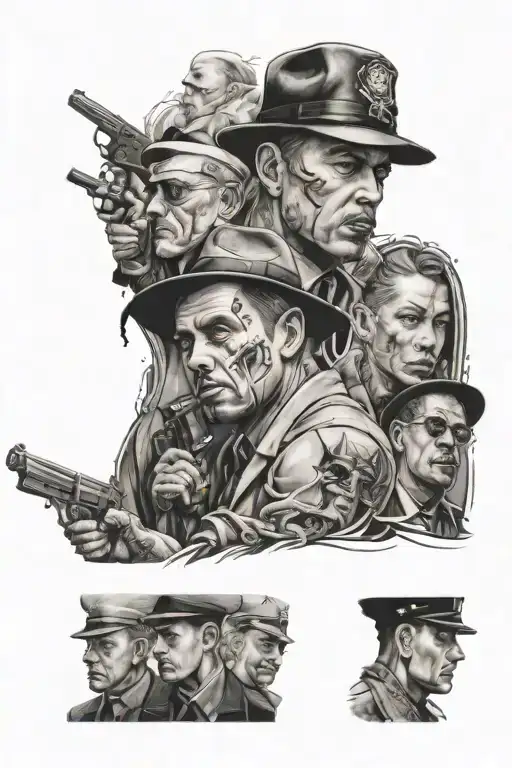 Gangster Portraits Grouped Together Leg Sleeve