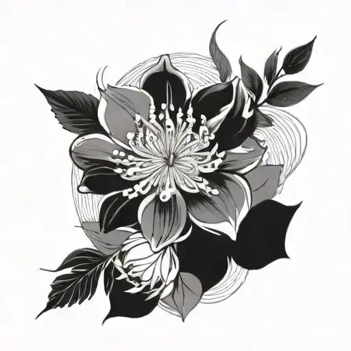 Flowy Flower Tattoo Fine Line