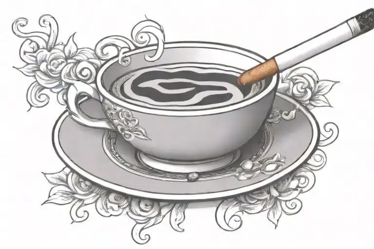 Coffee Cup With A Cigarette