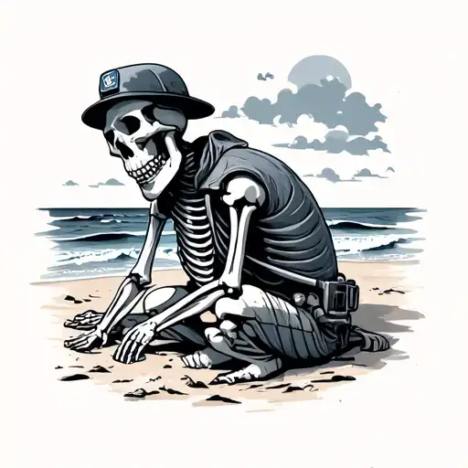 First Responder Skeleton At The Beach