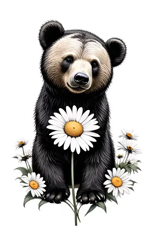 Bear And Daisy Flower