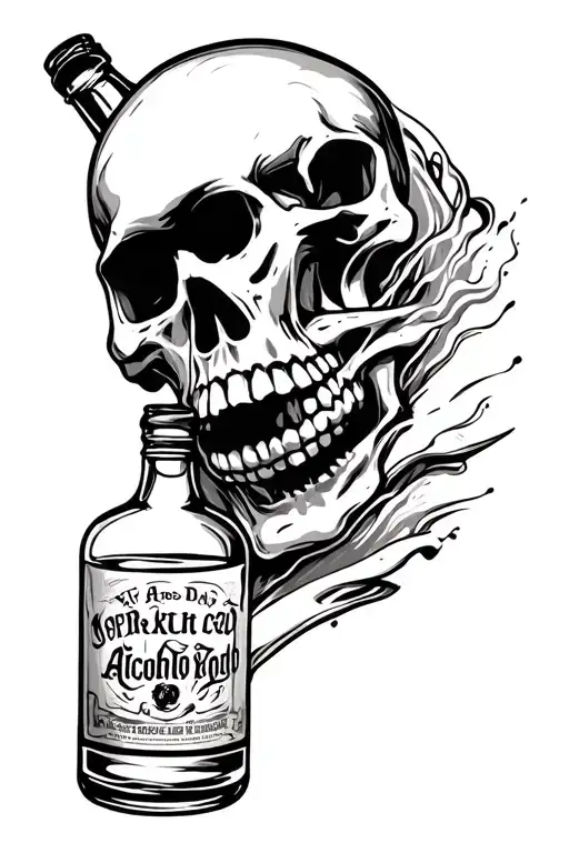 Skull Dead From Alcohol Bottle
