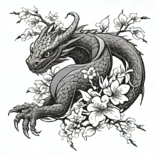 Small Toothless Dragon Next To Cherry Blossom Branches
