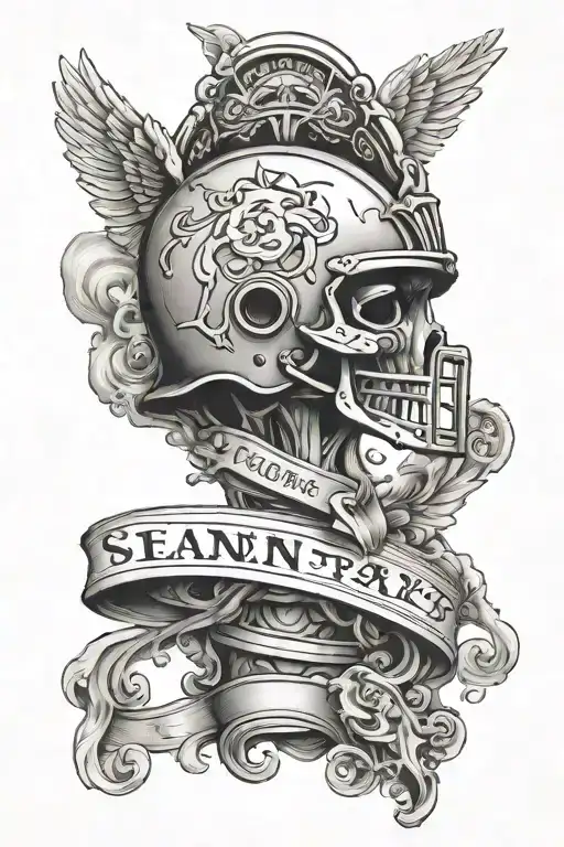 Heaven Staircase Leading To A Saints Helmet With The Name Marc In It