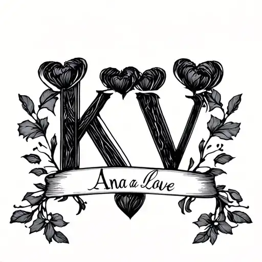 Collabe With The Name K And V Ana Make The Tattoo Simple Of Love