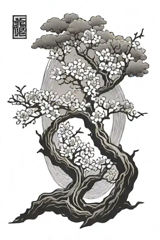 Blossom Tree With Love In Japanese Craved In It